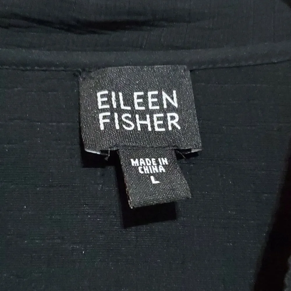 ‎EILEEN FISHER Black Open Front Jacket - Size Large